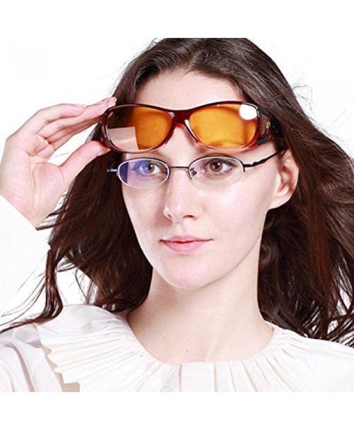 Duco Night Vision Glasses for Driving at Dusk Rainy Day Anti Glare Fit Over Wrap Around Eyewear Glasses UV400 Polarized
