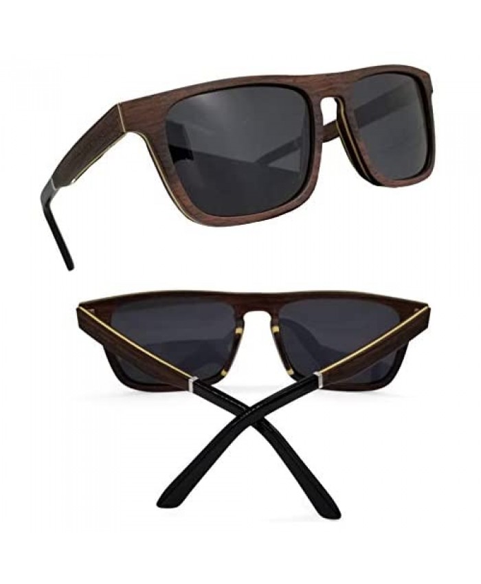 Natural Wood Sunglasses for Men & Women - Wooden Frame - Genuine Polarized Lenses - Ultra Thin & Light Weight Construction