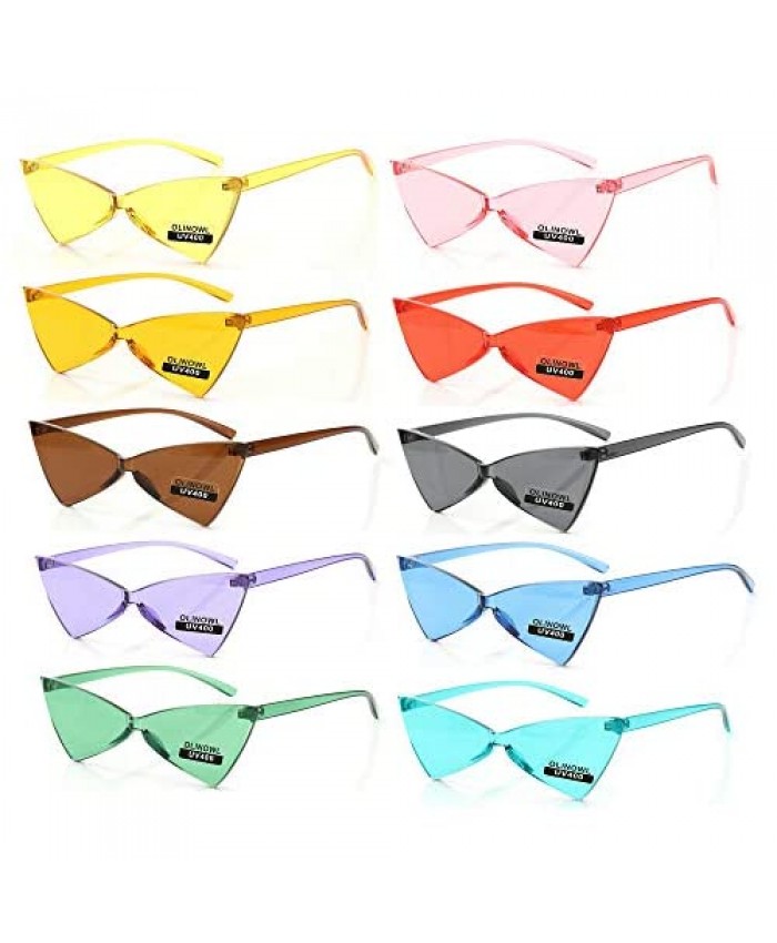 OLINOWL Triangle Rimless Sunglasses One Piece Colored Transparent Sunglasses For Women and Men