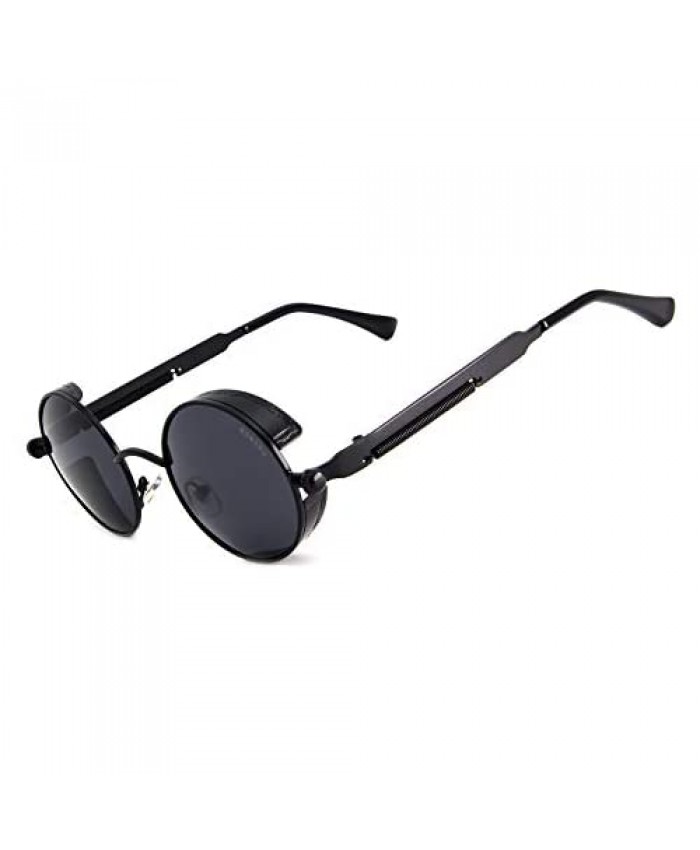 Ronsou Steampunk Style Round Vintage Polarized Sunglasses Retro Eyewear UV400 Protection Matel Frame