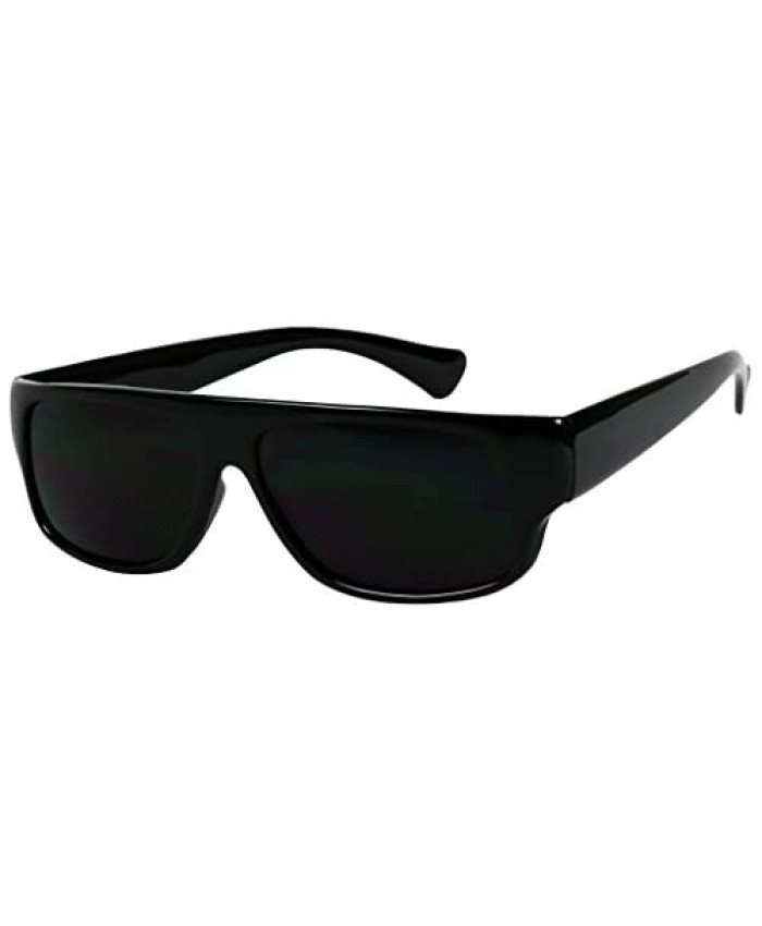ShadyVEU Super Black Rectangular Sunglasses 100% UV Protection Dark Lens Vintage Flat Top OG Eazy E Gangster Shades
