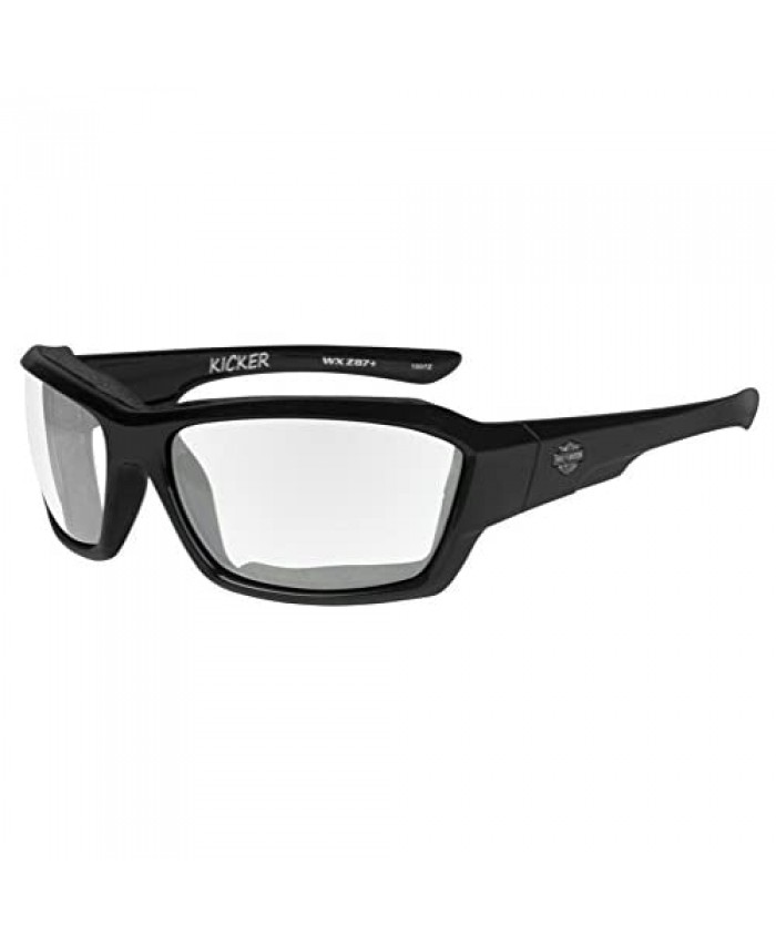 Wiley X Harley-Davidson Men's Kicker Sunglasses Clear Lens/Gloss Black Frame HAKIC03 63-19-120