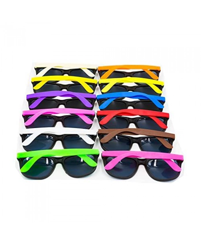 XKX 12PCS Neon 80's Style Party Sunglasses With Dark Lens For Big Bang Party