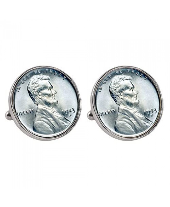 1943 Lincoln Steel Penny Bezel Coin Cuff Links | United States Coins | Men's Cufflinks | Minted Only One Year