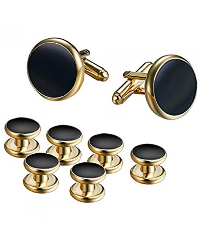8pcs Mens Cufflinks Shirts and Studs Set for for Tuxedo Formal Kit Business or Wedding Shirts
