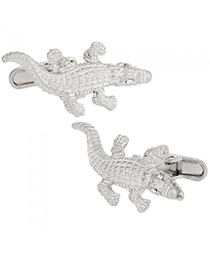 Cuff-Daddy Silver Alligator Cufflinks with Travel Presentation Gift Box