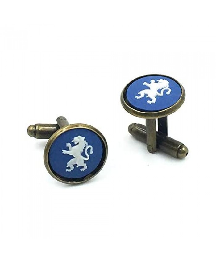 Cufflink with Cameos - Lions on Royal Blue