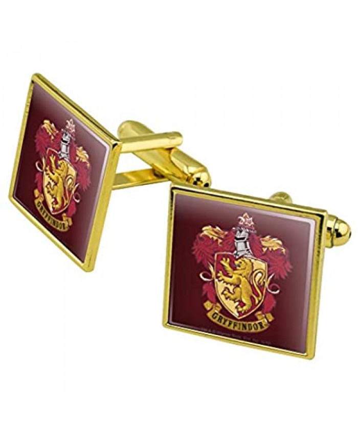 GRAPHICS & MORE Harry Potter Gryffindor Painted Crest Square Cufflink Set Gold Color