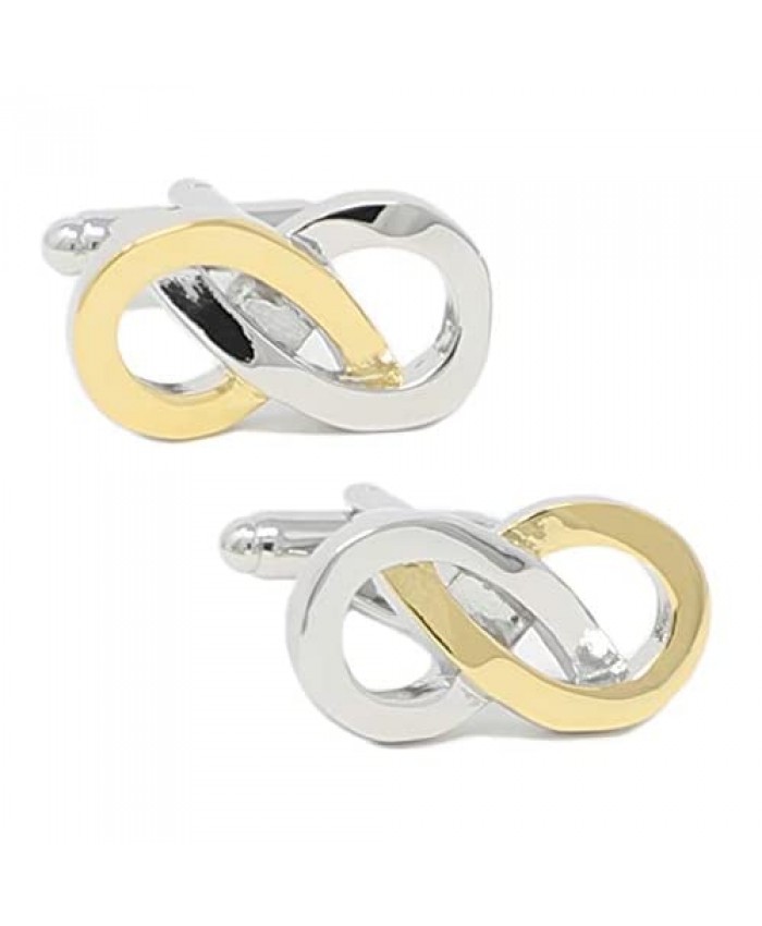 MENDEPOT Fashion Infinity Icon Cufflinks With Box Bi-tone Plated Infinity Symbol Cufflinks With Box