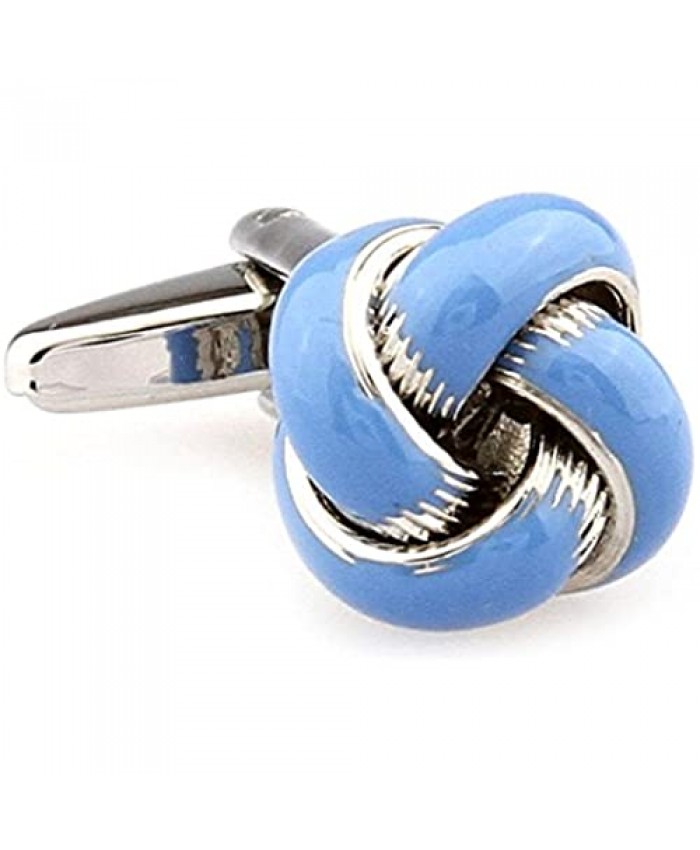 MRCUFF Knot Light Blue Pair Cufflinks in a Presentation Gift Box & Polishing Cloth
