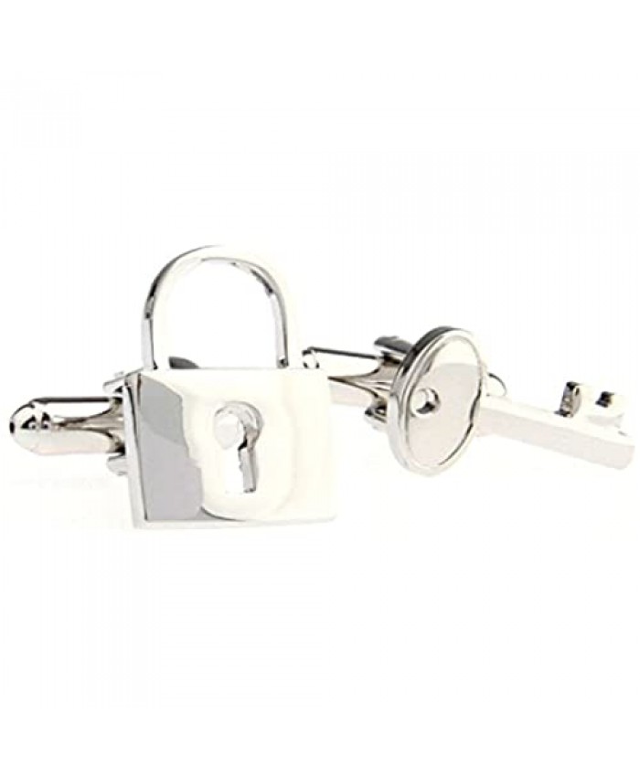MRCUFF Lock Key Padlock Pair Cufflinks in a Presentation Gift Box & Polishing Cloth