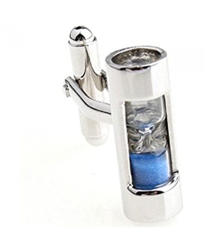 MRCUFF Sand Timer Hourglass Blue Steampunk Sandtimer Pair Cufflinks in Presentation Gift Box & Polishing Cloth