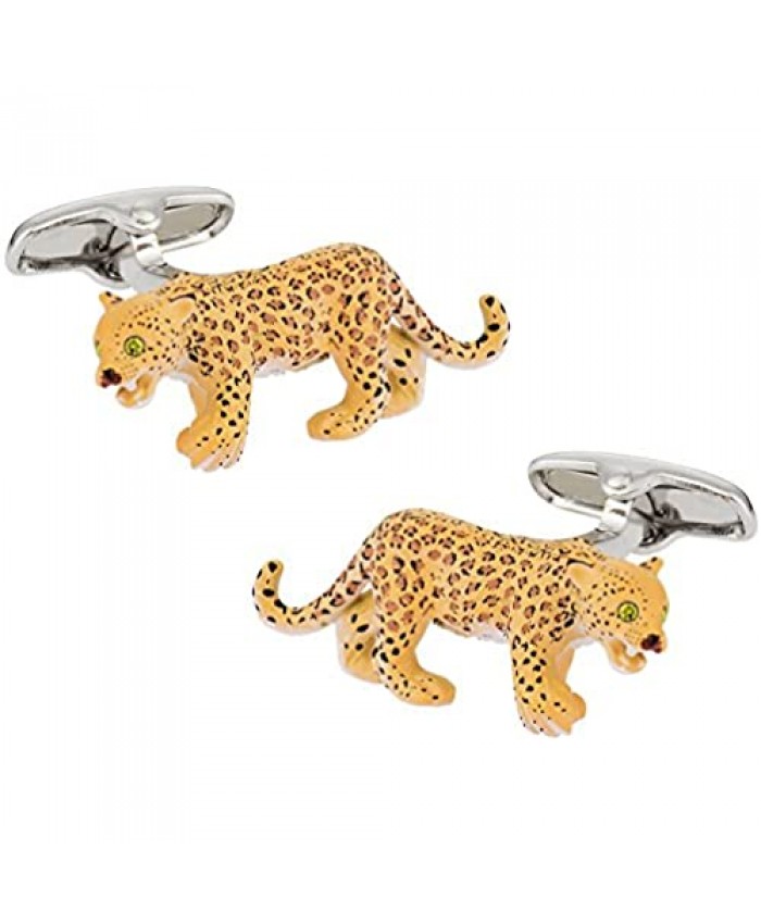 Safari Cuff-Daddy Leopard Cufflinks Painted with Travel Presentation Gift Box