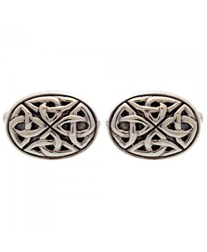 Sterling Silver Oxidised Celtic Oval Cufflinks with Presentation Gift Box. Great gift for a man on a birthday or Christmas