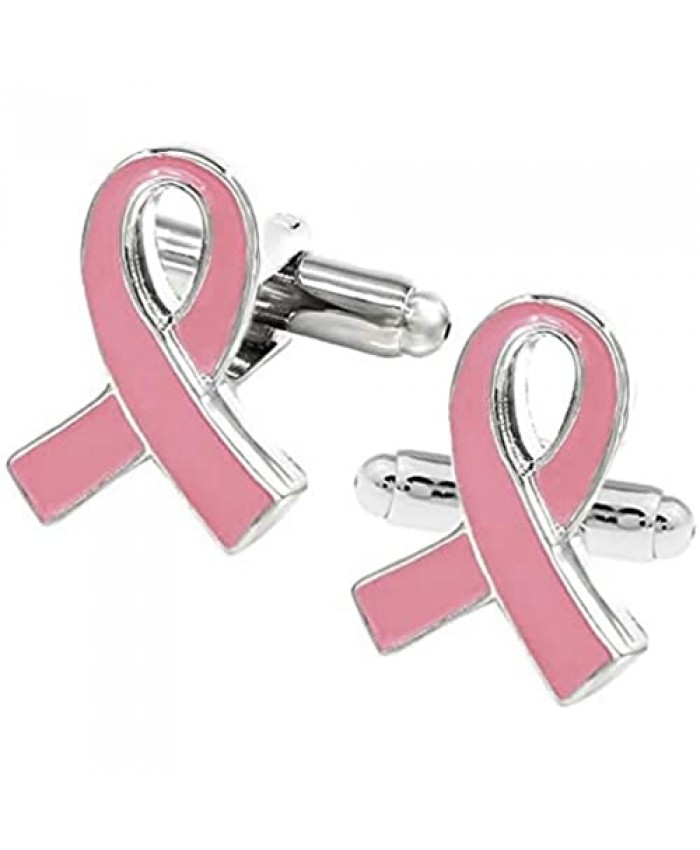 Thot Ra Pink Ribbon Breast Cancer Awareness Cufflinks For Men Mod. A-058