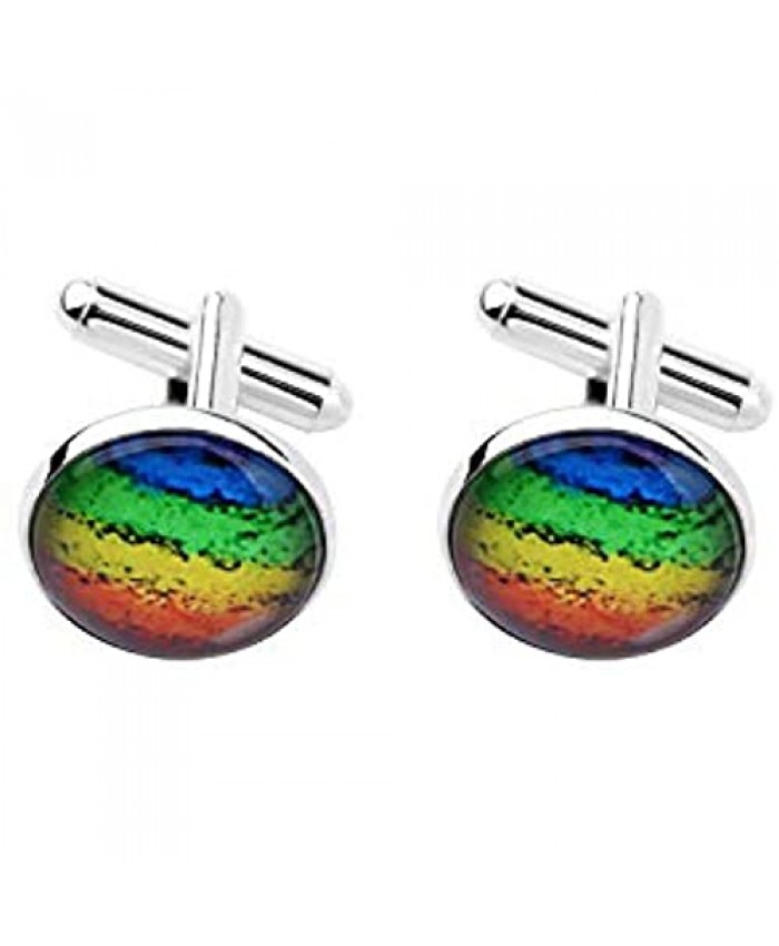 WUSUANED LGBT Pride Rainbow Flag Cufflinks Gay Pride Jewelry Gifts for Gay Lesbian