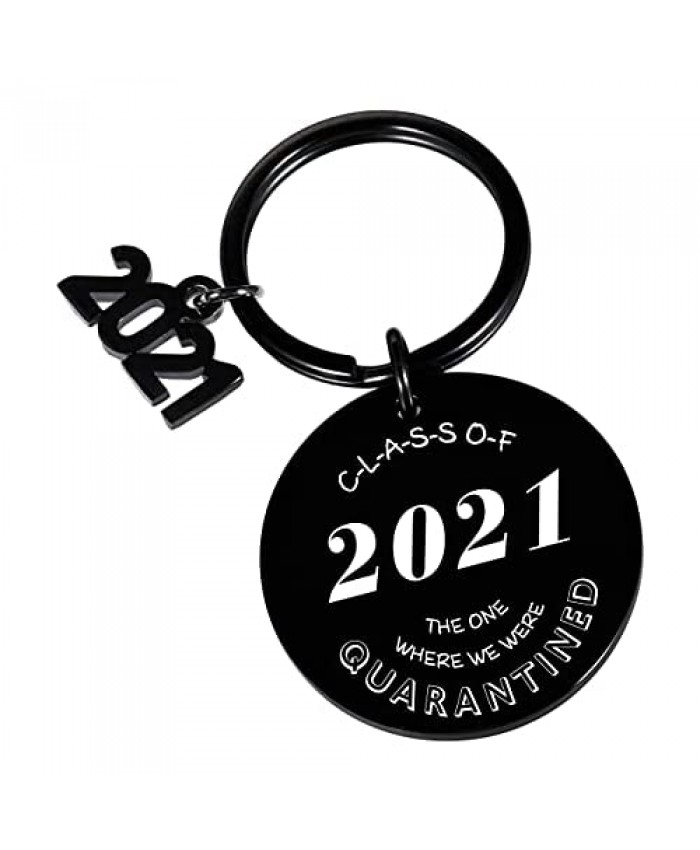 2021 Graduation Keychain Inspirational Gift for Seniors Class of 2021 Newest Designed Key Chain Graduation Party Supplies Grad Idea for Him or Her Lucky Penny Birthday Keyrings，Black keychain