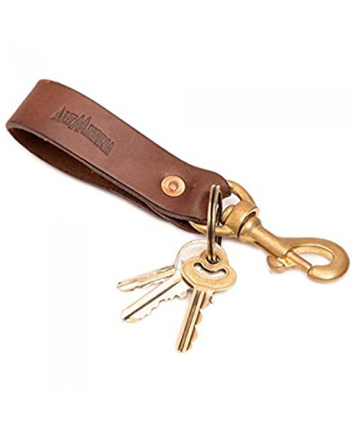 Alta Andina Leather Keychain | Solid Bronze Valet Clip & Brass Key Ring | Vegetable Tanned Leather Key Chain For Men & Women