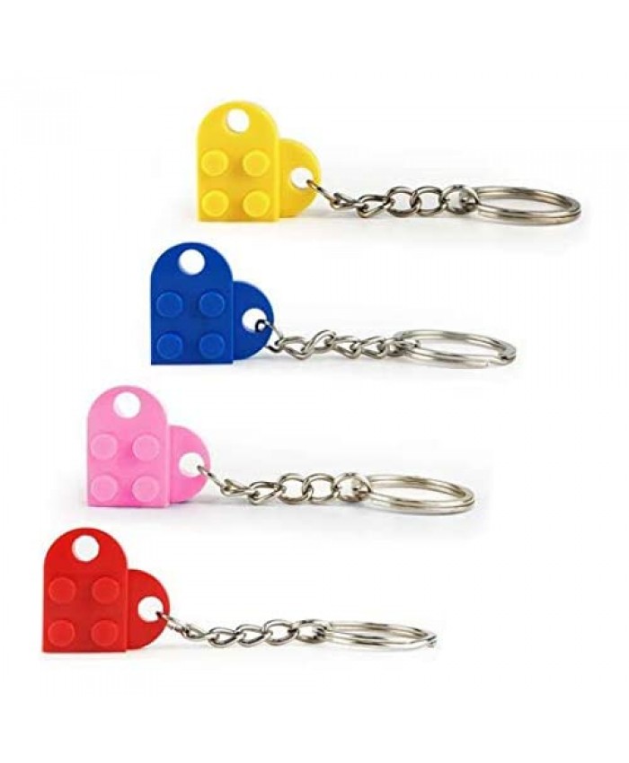 Brick Keychain For Couples friendship brick heart keychains set 4PCS Matching Keychain For Couples Keyrings with brick heart Best Friends Gift for Kids/Children