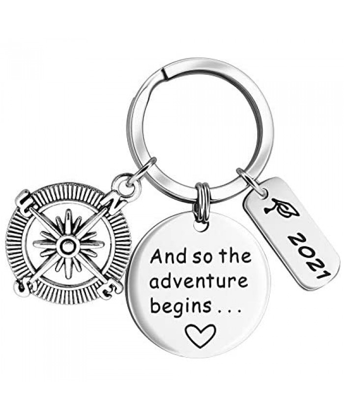 Class of 2021 Graduation Gifts Keychains - And So the Adventure Begins 2021 Graduation Gift for Her Him