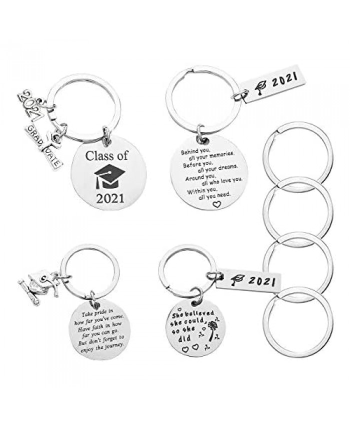 CNYMANY 4 pcs Graduation Keychains 2021 Congratulations College Gift Inspirational Decoration Jewelry Key Ring for Students Graduates Son Daughter Nurse Class of 2021