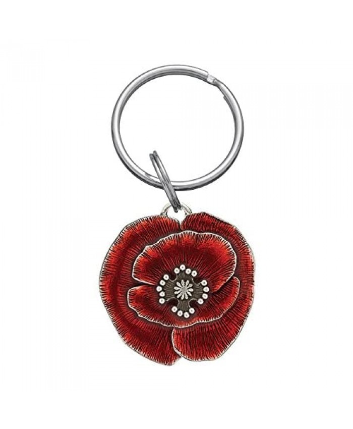 DANFORTH - Remembrance Poppy Keyring - Red - 1 3/4 Inch Wide - Pewter - Made in USA
