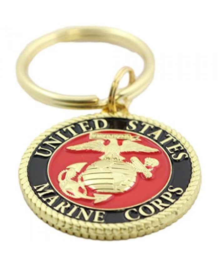EEC Inc. US Marine Corps Logo Keychain Patriotic Key Ring Military Gift Men Women Veteran Red 1 1/2"