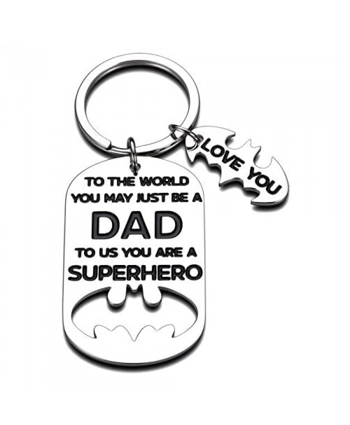 Father Husband Keychain for Dad Father’s Day Superhero Batman Gift From Daughter Son For Step Dad Birthday Christmas Stocking Stuffers Valentine’s Day Gifts To My Father Key Chain Gift Daddy Men Him