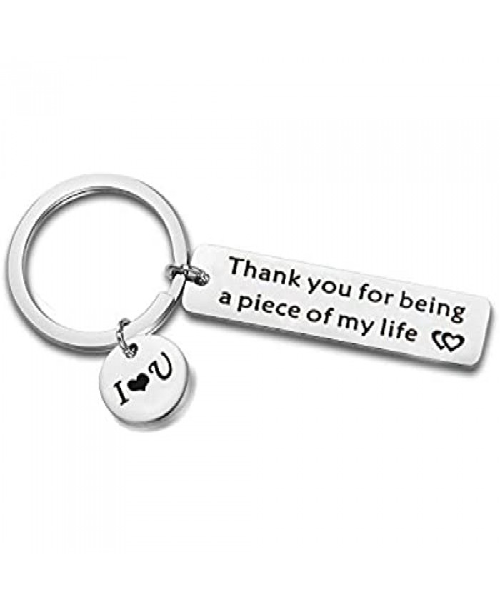 for Girlfriend Boyfriend Wife Husband Thank You for Being A Piece of My Life Keychain Gifts to My Son Daughter