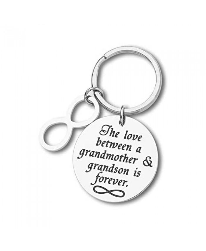 Grandma Gifts from Grandson Birthday Gifts for Grandmother Keychain The Love Between A Grandmother and Grandson is Forever Gifts Charm Keychain Family Gifts Mothers Day Gifts