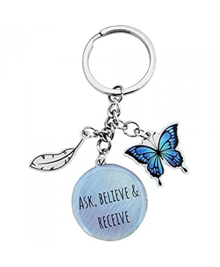 Inspirational Butterfly Keychain - With Law Of Attraction Quotes Gifts For Women By Positively Woo Woo