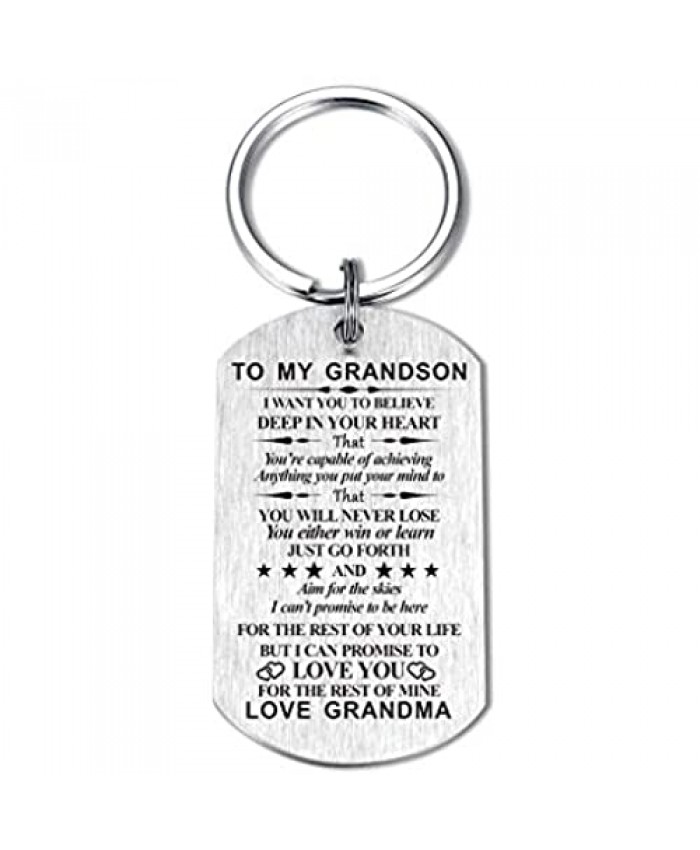 Inspirational Gift for Grandson Granddaughter from Grandma Grandpa I Want You to Believe Keychain for Birthday