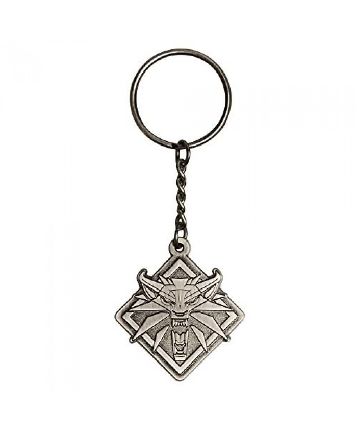 JINX The Witcher 3 White Wolf Medallion Metal Key Chain Metallic 1.75 Tall