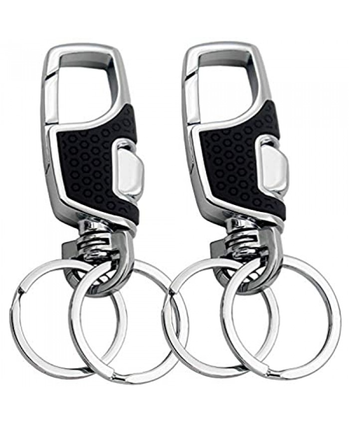 Key Chain Hotetey KeyChain with 2 Key Rings Heavy Duty Key Chain for Men and Women 2 Pack (Black)