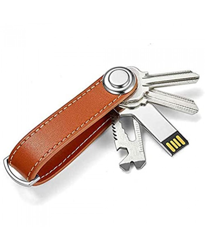 Key Organiser Compact Key Holder Leather Keychain Hand-Crafted Smart Key Organizer Folding Pocket Key Holder Chain