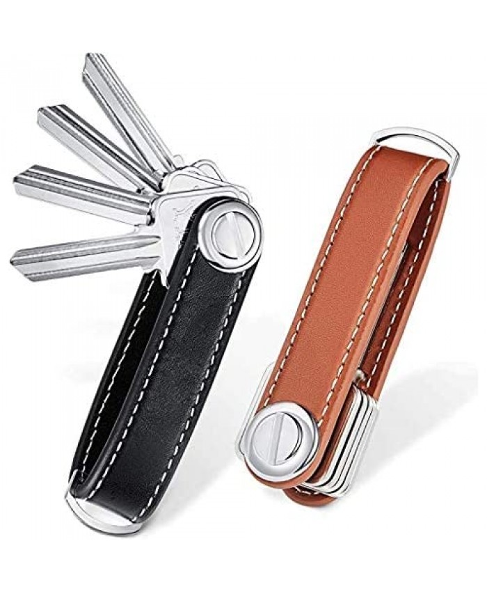 Leather Key Organizer Compact Key Holder Organizer Keychain Folding Pocket Key Holder up to 12 Keys
