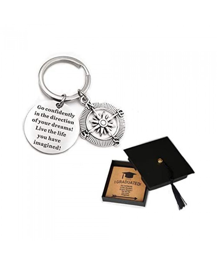OBSUN 2021 Graduation Keychain Gifts Inspirational Gifts with Graduation Cap Box for Her or Him