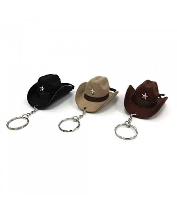 pack of 3pcs Classic faux felt cowboy hat Keychain Cool keychains for men and women : 3x2.5 inch