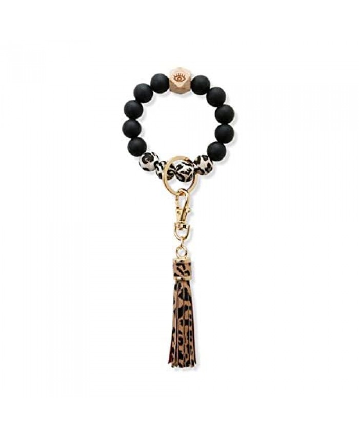 Portable Silicone Key Ring Bracelet House Keychain Tassel Bracelet Wristlet Car Keychain Beaded Wristlet for Women and Girls
