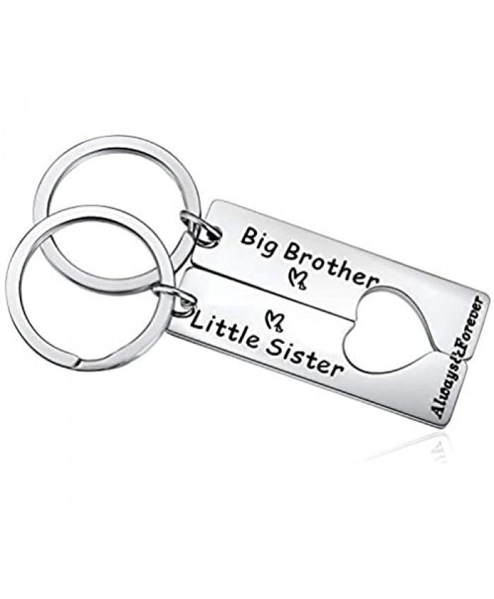 Ralukiia 2PC Big Brother Little Sister Matching Keychain New Sibling Day Gift Ideas for Bro Sis Pregnancy Announcement Birthday Christmas