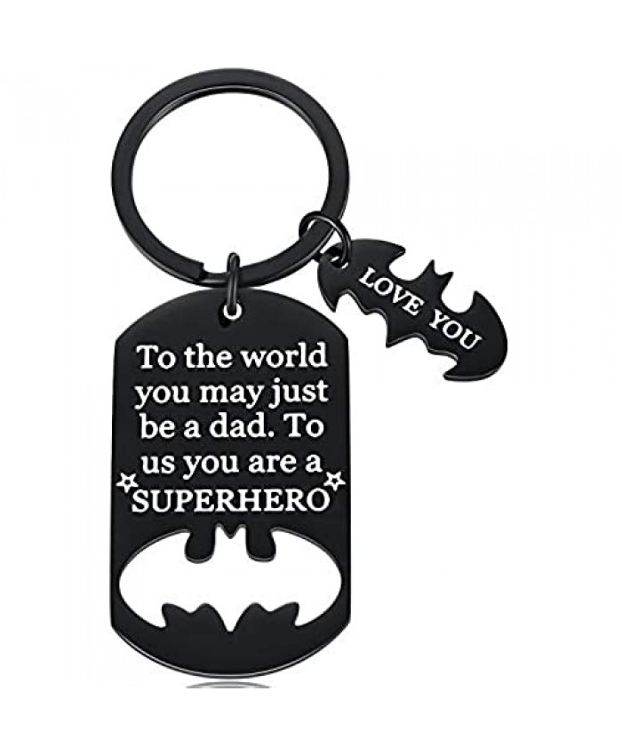 Ralukiia Dad I Love You Keychain to Superhero Batman Lover Daddy for Father Day from Son Daughter
