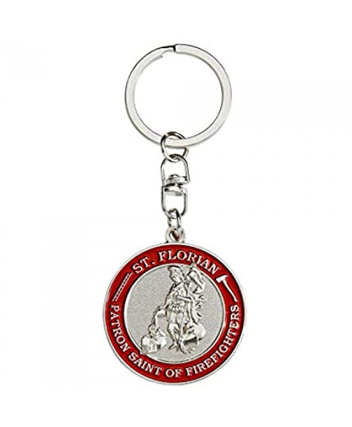 St. Florian Patron Saint of Firefighters Keychain Challenge Coin with Hero's Valor Prayer 1-Pack (Single Item)