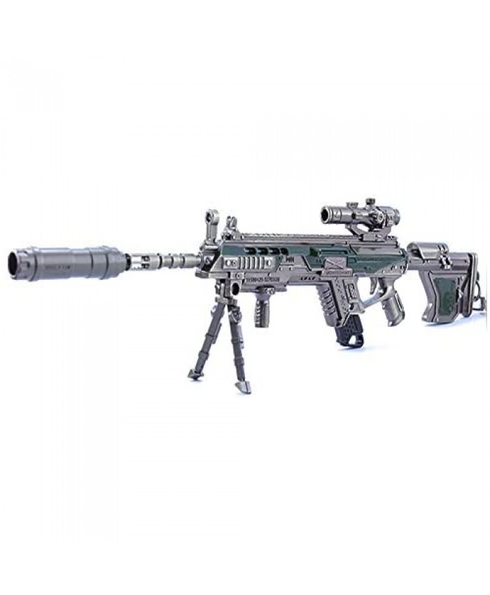 Tovip Gun Model Key Chain for Men Gifts Keychain Alloy Metal Battle Royale Game Weapons Rifle Gun Keyring Gray 21cm