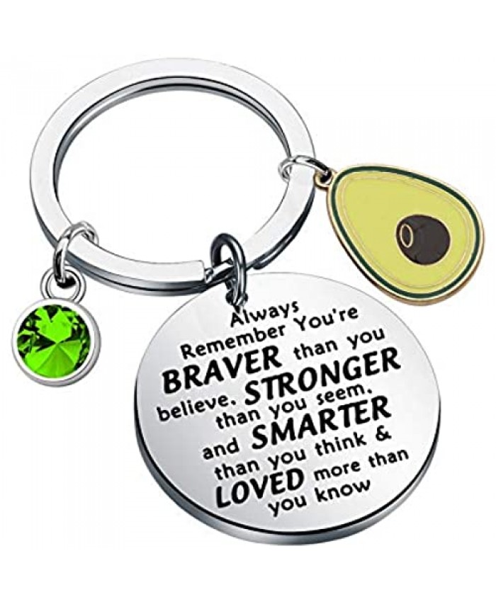 WSNANG Avocado Lover Gifts Keychain with Avocado Charm Avocado Jewelry You are Braver Stronger Smarter Than You Think Keychain Vegetarian Gift