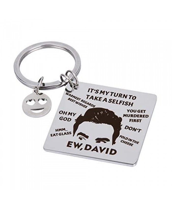 YIWANDA EW DAVID ROSE Keychain Gift Valentines Day Gift Funny Keychain Gift Alexis Graphic Take a Selfish Murdered First Eat Glass Keychain
