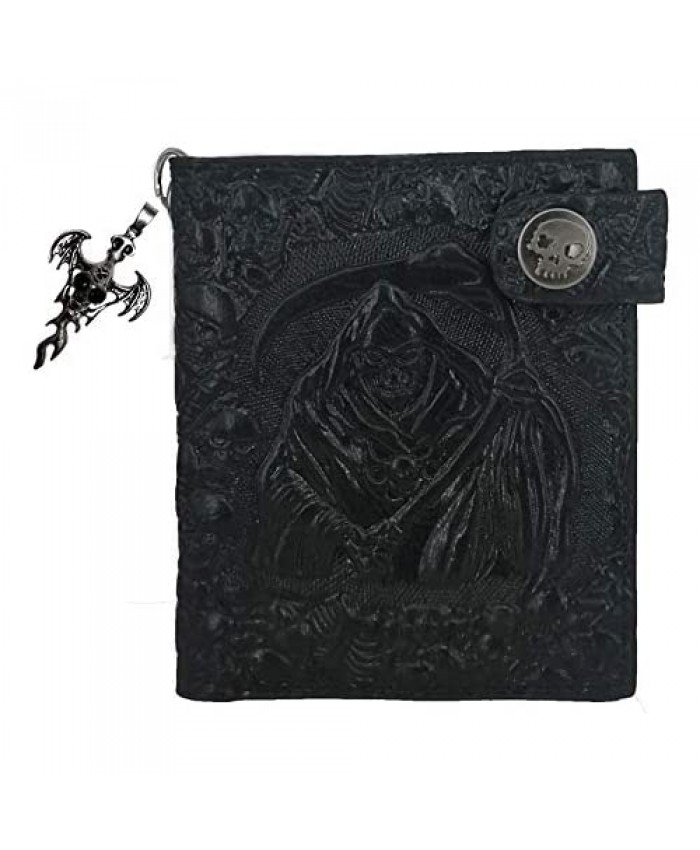 ABC STORY Skull Wallet Purse for Men Women Punk Gothic Genuine Leather