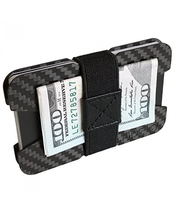 FIDELO Carbon Fiber Minimalist Wallet - Slim Credit Card Holder Money Clip Wallets for Men - Designed for Front Pocket EDC & Travel – Light Weight & Compact: 3.6” x 2.25” - (Holds Business Cards)