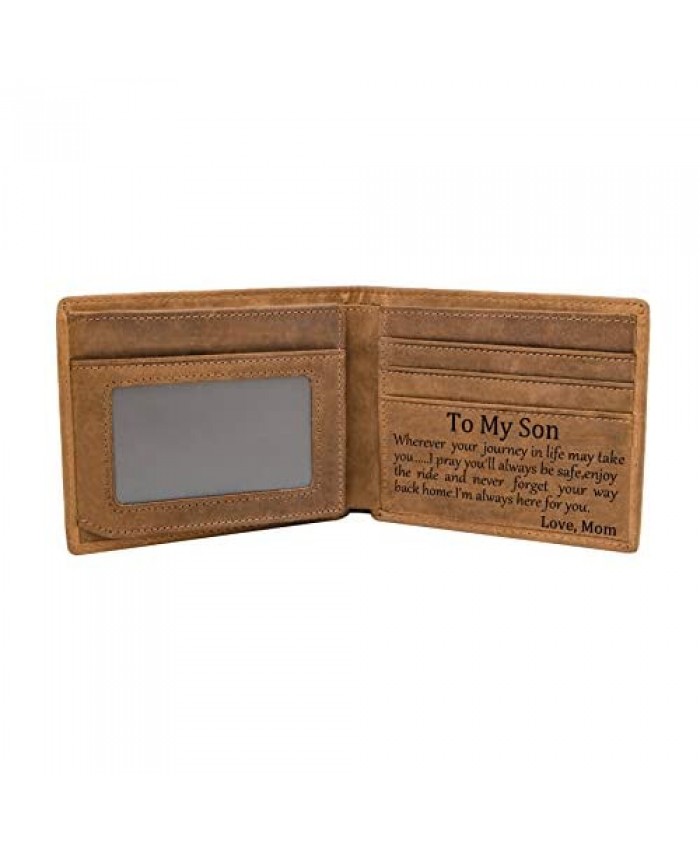 Mom Son Wallet - Engraved Leather Men Wallet-The Perfect Personalized Son Gift From Mom And Dad