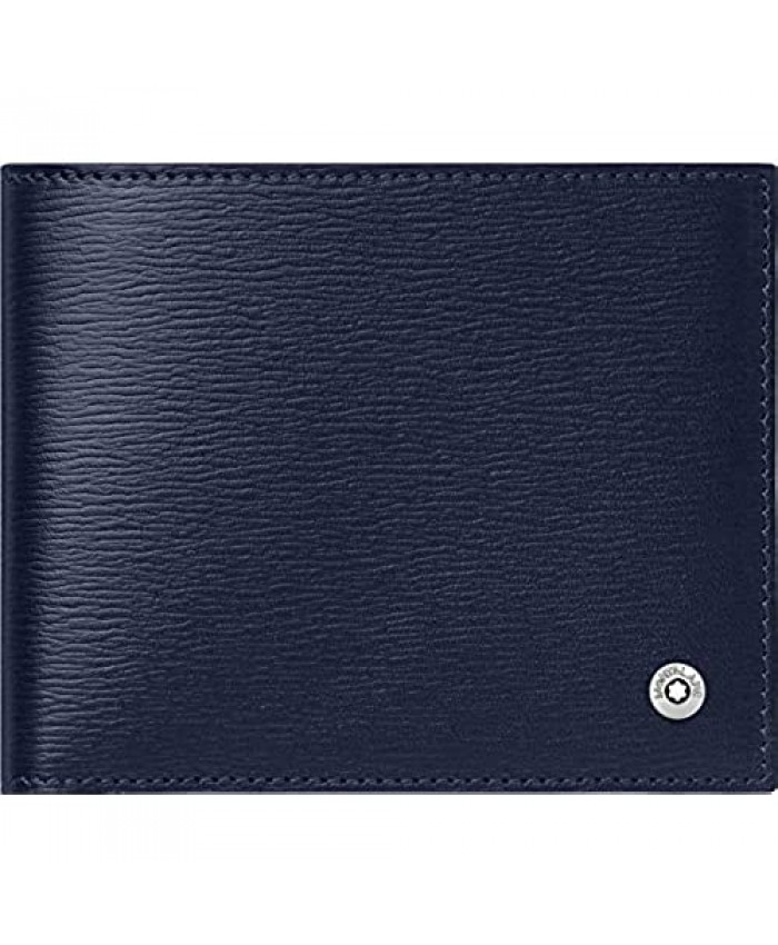 Montblanc 118654 4810 Westside Small Wallet 6 cc Cowhide Leather 11 x 9 cm with Money Clip Blue