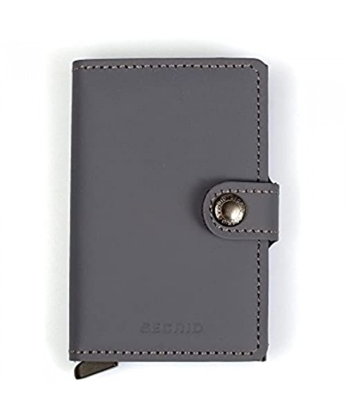SECRID - Secrid Men's Mini wallet Genuine Matte Leather With RFID Safe Card Case for max 12 cards (Grey Black)